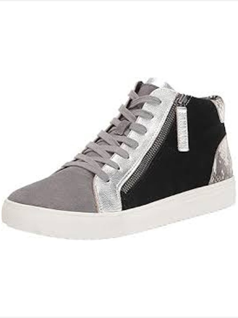 Blondo Genesis Black Gray Silver Snakeskin Mid-Top Sneakers Women US 8.5M
